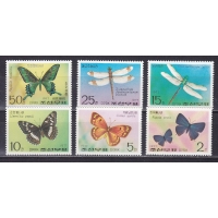 КНДР, 1977, Бабочки и стрекозы. 6 марок. № 1653-1658