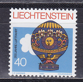 Лихтенштейн, 1983, 200 лет авиации. Марка. № 825