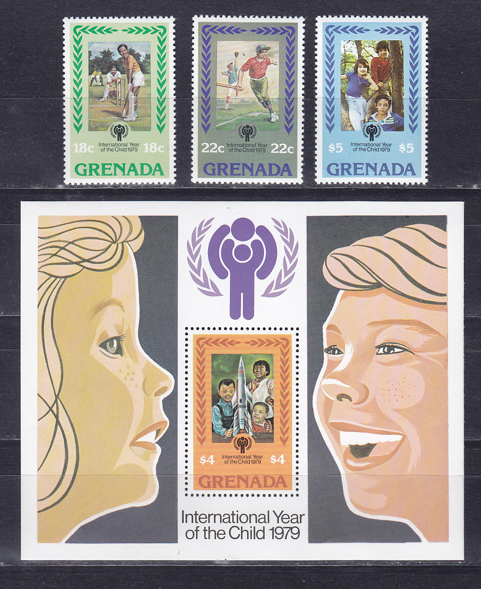 Гренада, 1979, Международный год ребенка. 3 марки и блок. № 963-965, № 82