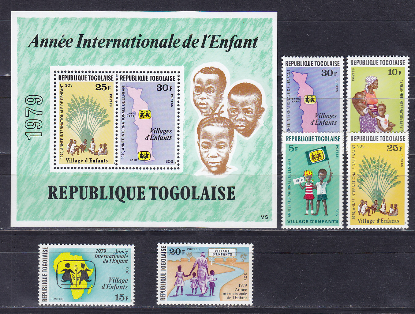 Того, 1979, Международный год ребенка. 6 марок и блок. № 1360-1365, № 143 А