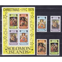 Соломоновы острова, 1979, Рождество. Мадонны. Международный год ребенка. 4 марки и блок. № 410-404, № 7