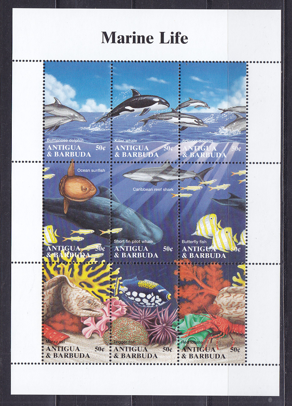 Антигуа и Барбуда, 1994, Морская фауна. Малый лист