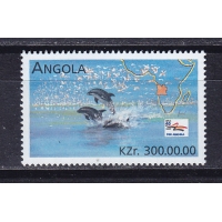 Ангола, 1996, Дельфины. 40 лет MPLA. Марка. № 1107