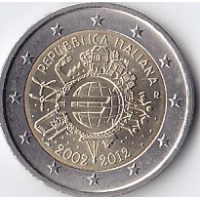 Italy, 2012, 10 years of euro cash. 2 euros