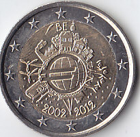 Бельгия, 2012, 10 лет евро. 2 евро