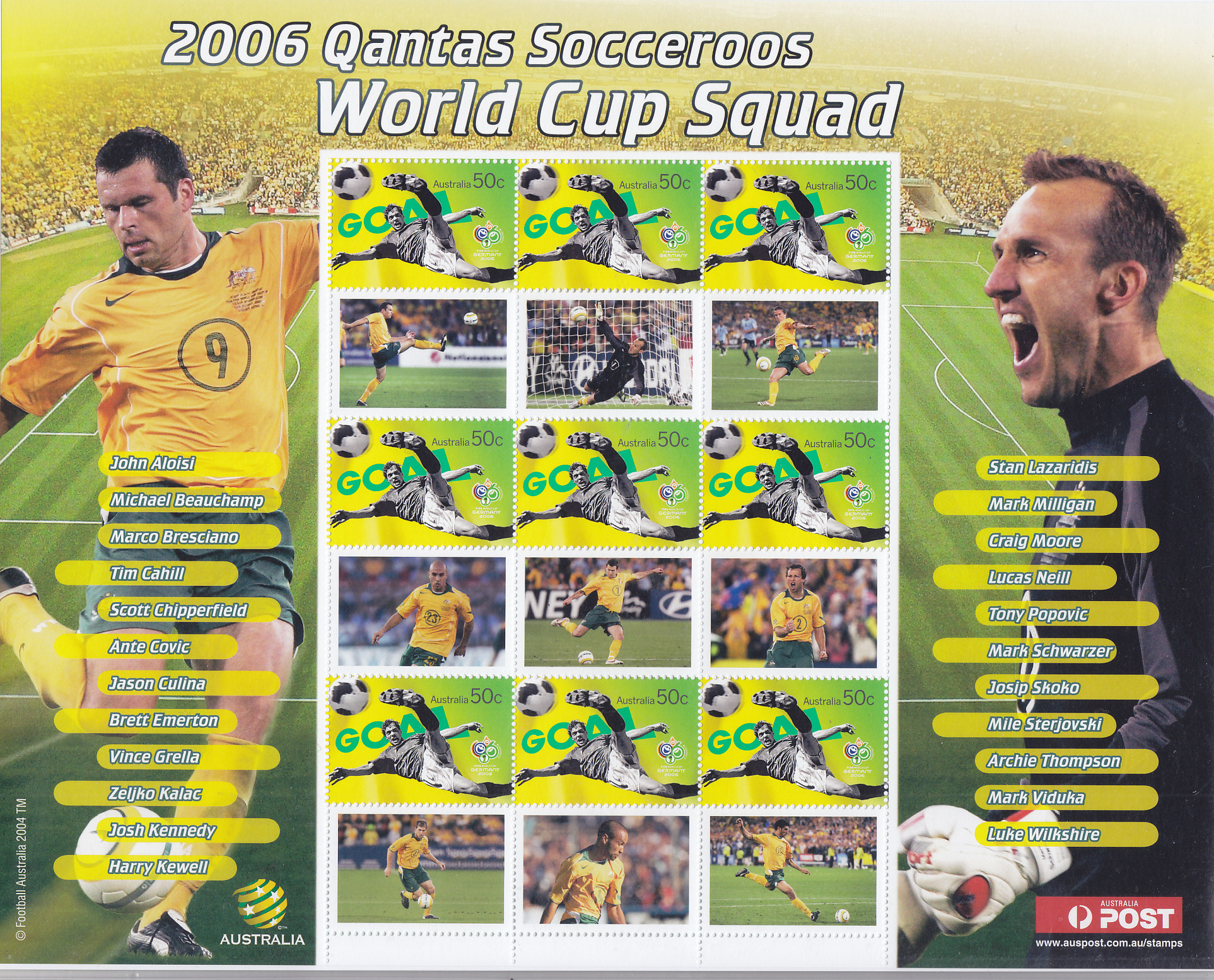 Австралия, 2006, ЧМ в Германии. Национальная сборная. Лист