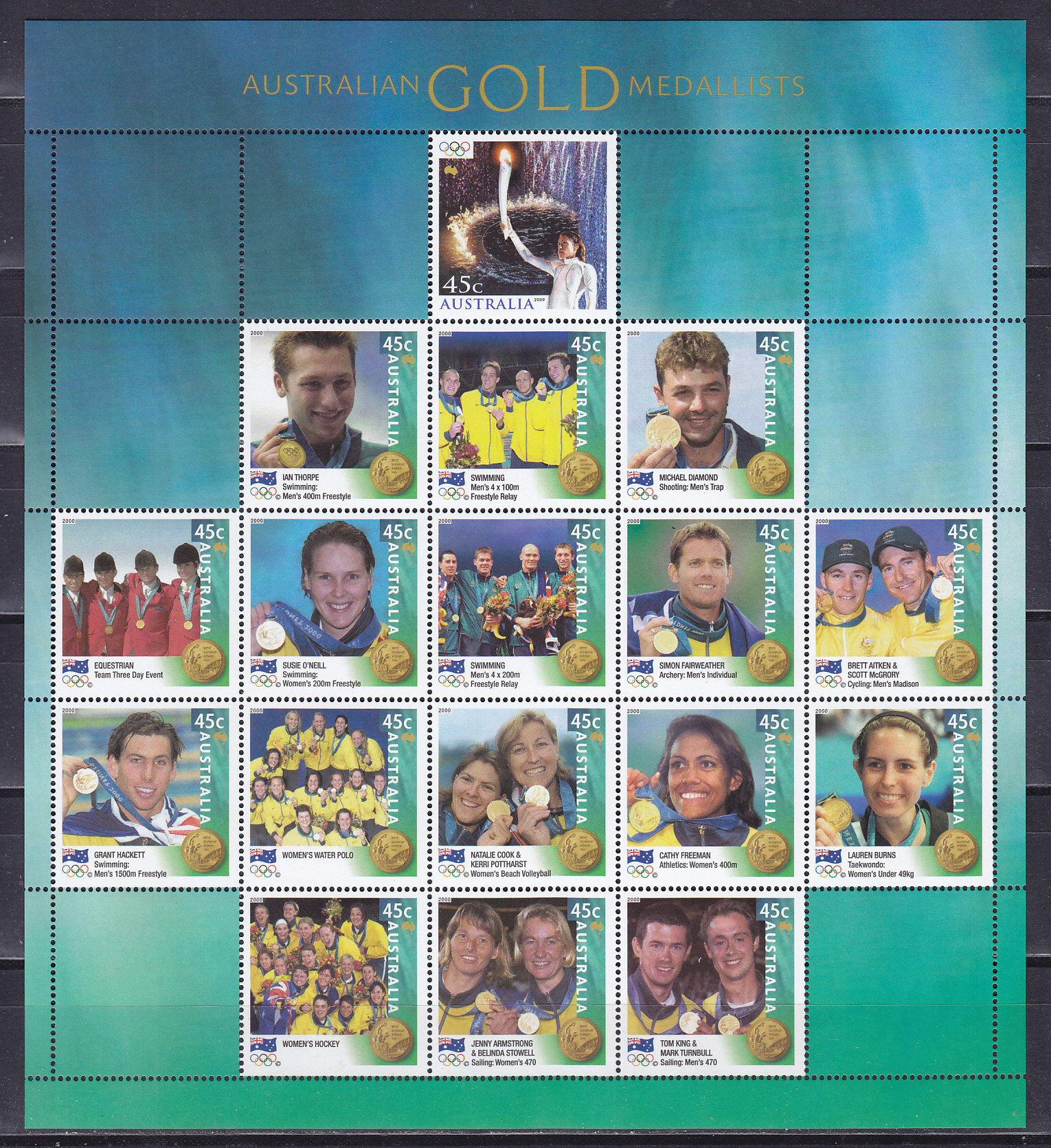 Австралия, 2000, Олимпийские чемпионы. Коллективный лист