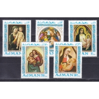 Аджман 1968, Живопись. Мадонна с младенцем. 5 марок. № 327-331