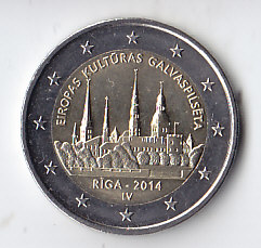 Латвия, 2014, Рига-культурная столица Европы. 2 евро