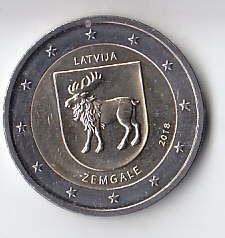 Латвия, 2018, Земгале. 2 евро