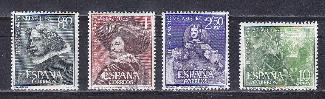 Испания, 1961, 300 лет со дня смерти Диего Веласкеса. 4 марки. № 1235-1238