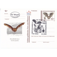 Австрия, 2000, Летучая мышь. Карточка с оригинальной маркой с гашением