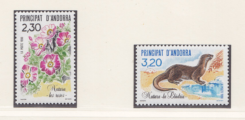 Андорра (Фр.), 1990, Фауна и флора. 2 марки. № 414-415