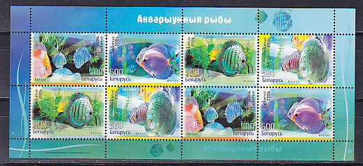 Беларусь, 2006, Аквариумные рыбы. Малый лист. № 651-654