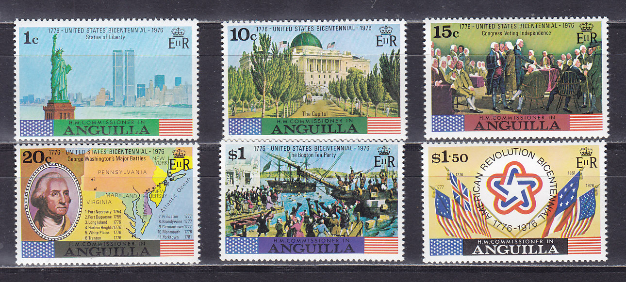 Ангилья, 1975, 200 лет США. 6 марок. № 217 А-222 А