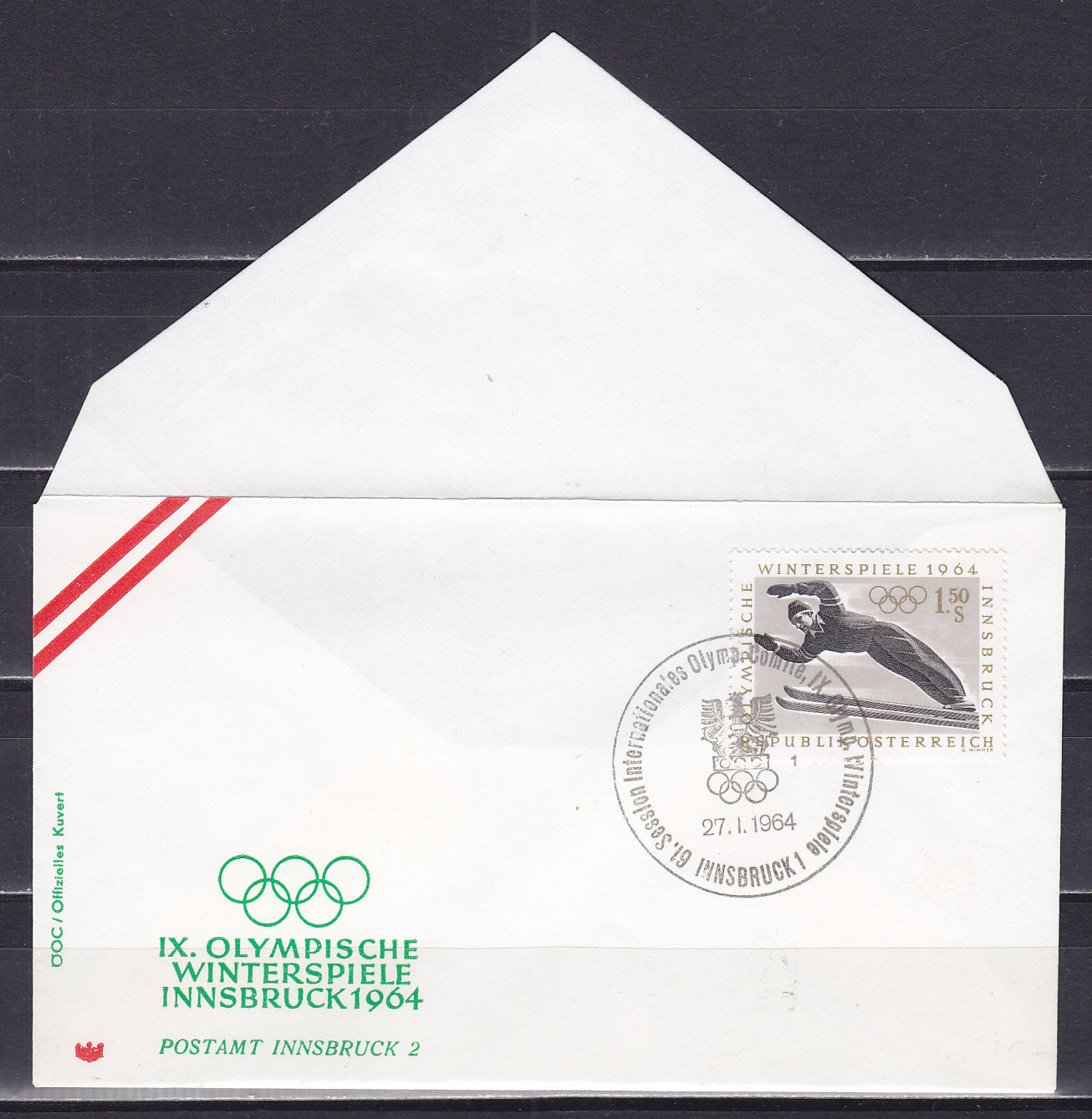 Австрия, 1964, 61 сессия МОК. Гренобль-столица Олимпиады 1968 г. Конверт с гашением (I)