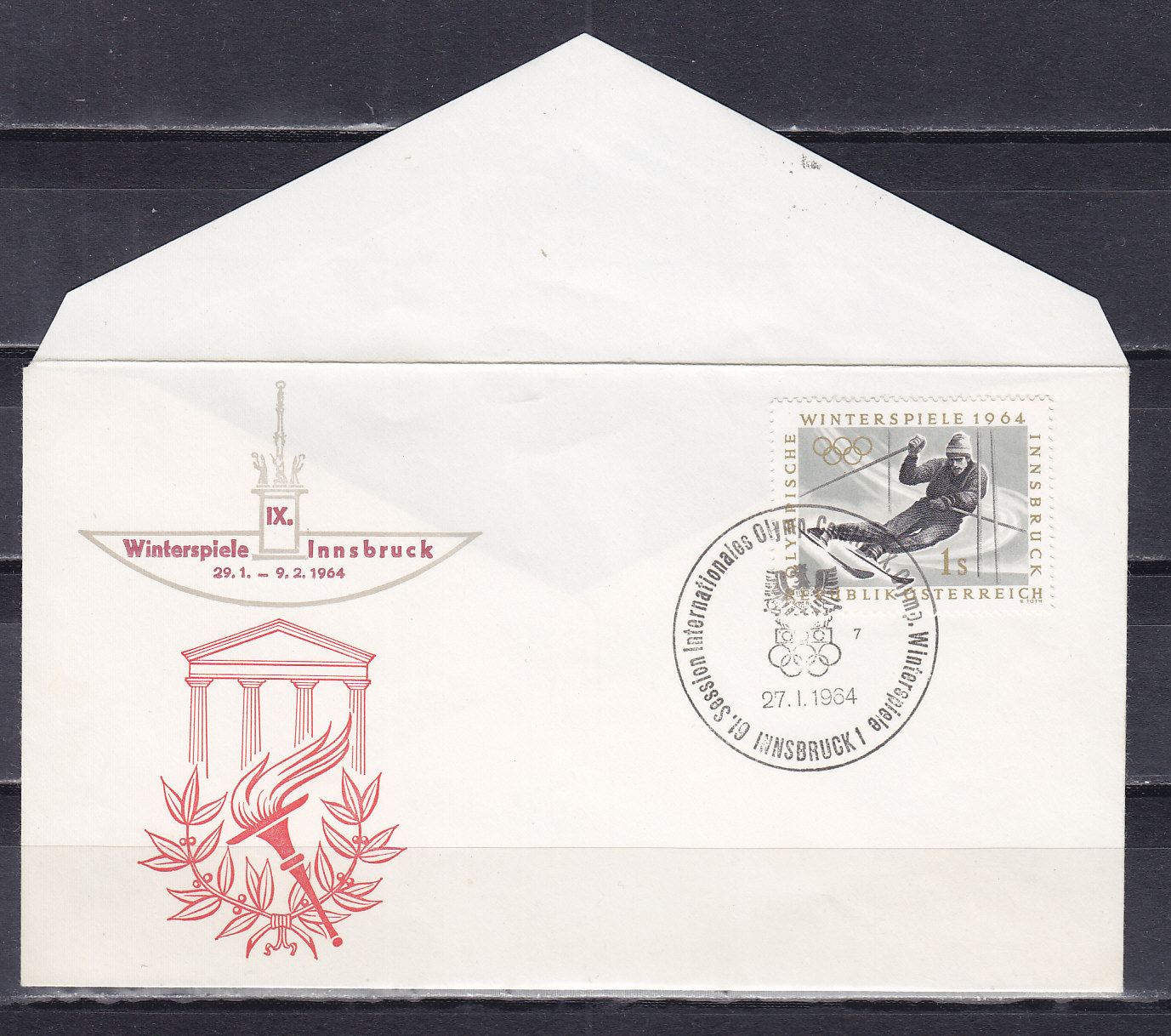 Австрия, 1964, 61 сессия МОК. Гренобль-столица Олимпиады 1968 г. Конверт с гашением (III)