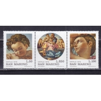 Сан-Марино, 1975, Рождество. Живопись Микеланджело. 3 марки. № 1102-1104