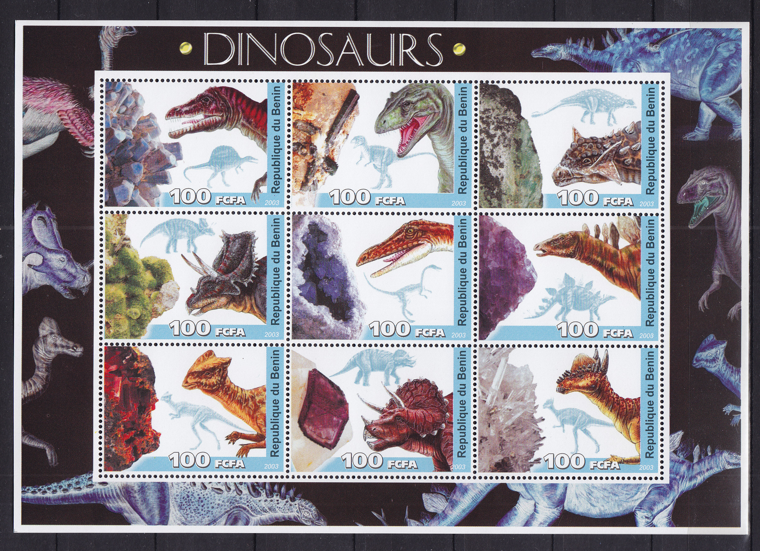 Бенин, 2003, Доисторические животные. Лист марок