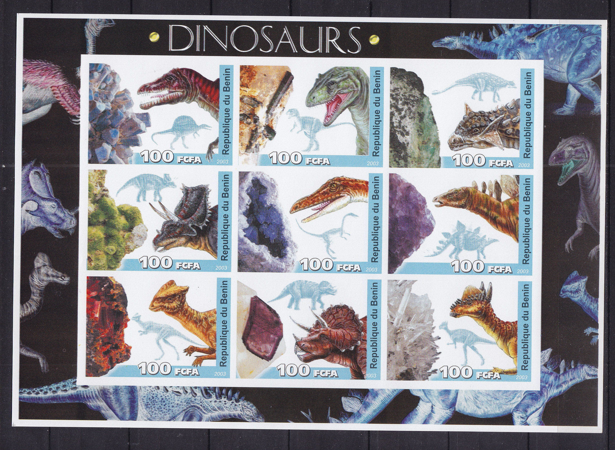 Бенин, 2003, Доисторические животные. Лист марок без зубцов
