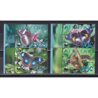 Аитутаки, 2008, Бабочки, WWF. 4 марки. № 778-781