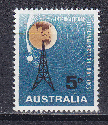 Австралия, 1965, 100 лет международному союзу электросвязи. Марка. № 352