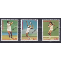Парагвай, 1986, Теннисисты. 3 марки с надпечаткой Образец. № 3962-3964