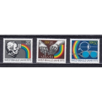 ГДР, 1975, 150-летие написания шрифтом Брайля. 3 марки. № 2090-2092