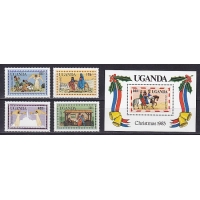 Уганда, 1983, Рождество. 4 марки и блок. № 390-393, Бл. № 44