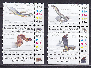 Намибия, 2014, Змеи. 4 марки. № 1478-1481